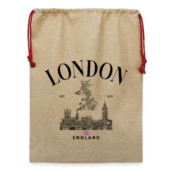 Tiny Union Jack auf Schwarz - Jute Weihnachtssack  - Beige - Vorne