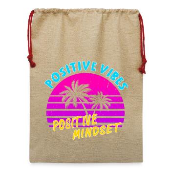 Positive Mindset positive Vibes - Jute Weihnachtssack  - Beige - Vorne
