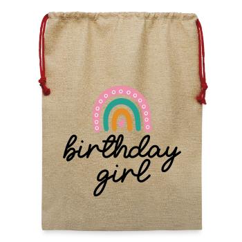 Pastellfarbener Regenbogen-Herzbogen - Jute Weihnachtssack  - Beige - Vorne