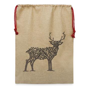 Hirsche in Ästen - Jute Weihnachtssack  - Beige - Vorne
