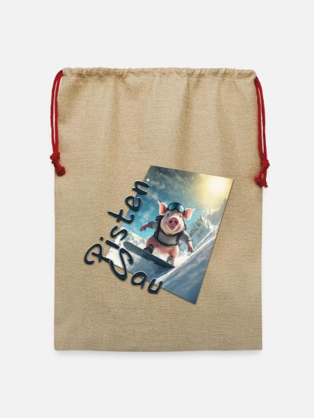 Pistensau - Jute Weihnachtssack  - Beige