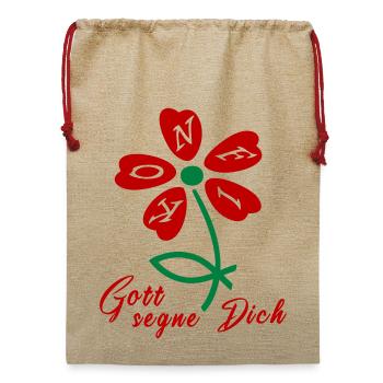 Gott segne dich, Konfirmation - Jute Weihnachtssack  - Beige - Vorne