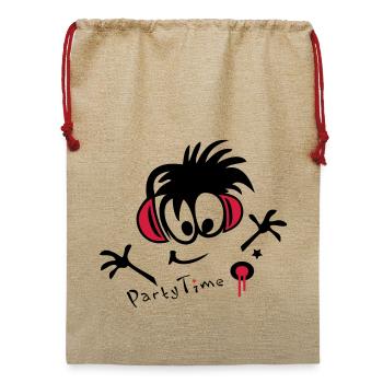 DJ, Disco, Party - Jute Weihnachtssack  - Beige - Vorne