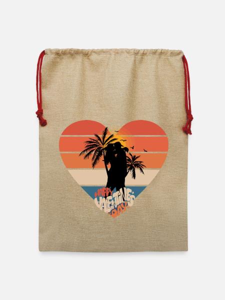Sonnenuntergang LiebesKuss Herzdesign - Jute Weihnachtssack  - Beige