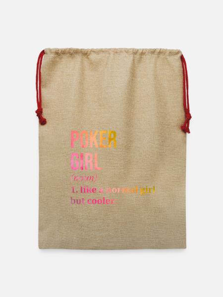 Poker Poker Poker - Jute Weihnachtssack  - Beige