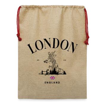 Winziger Union Jack-Akzent auf Schwarz - Jute Weihnachtssack  - Beige - Vorne