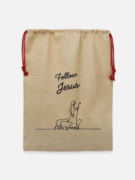 Ich folge Jesus - Jute Weihnachtssack - Beige