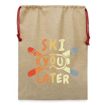 Skifahrer Witz - Jute Weihnachtssack  - Beige - Vorne