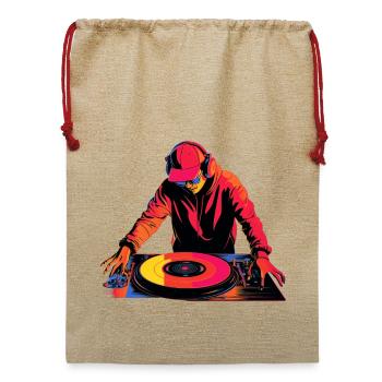 Diskjockey Retrowave - Jute Weihnachtssack  - Beige - Vorne