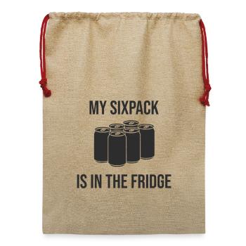 Mein Sixpack? Steht im Kühlschrank! - Jute Weihnachtssack  - Beige - Vorne