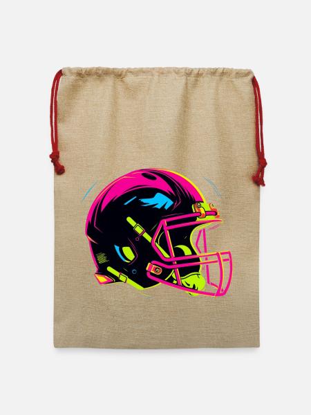 Football Helm 80er Jahre Look - Jute Weihnachtssack  - Beige