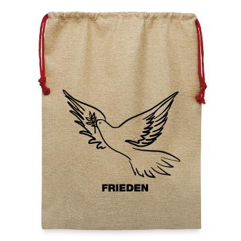 Frieden / Pace / Peace - Friedenstaube - Jute Weihnachtssack  - Beige - Vorne