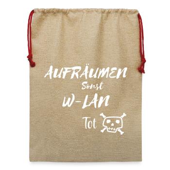 Kreativer Totenkopf mit Textmotivation - Jute Weihnachtssack  - Beige - Vorne