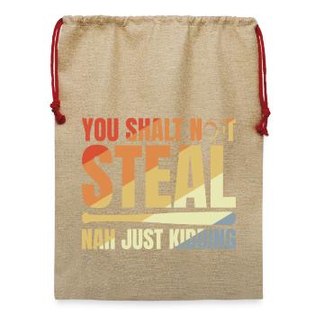 Baseball Witz - Jute Weihnachtssack  - Beige - Vorne