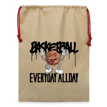 Basketball – dynamisches Sportmotiv - Jute Weihnachtssack  - Beige - Vorne