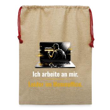 Update Mode – Homeoffice Humor Shirt - Jute Weihnachtssack  - Beige - Vorne