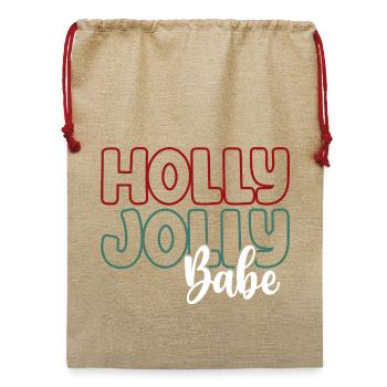 Holly Jolly Babe - Jute Weihnachtssack  - Beige - Vorne