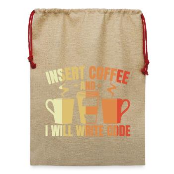 Insert Coffee And I Will Write Code - Jute Weihnachtssack  - Beige - Vorne