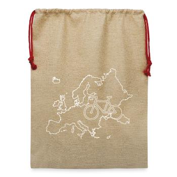 Entwurf der europäischen Fahrradroute - Jute Weihnachtssack  - Beige - Vorne