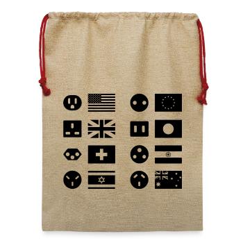Internationale Steckertypen - Jute Weihnachtssack  - Beige - Vorne