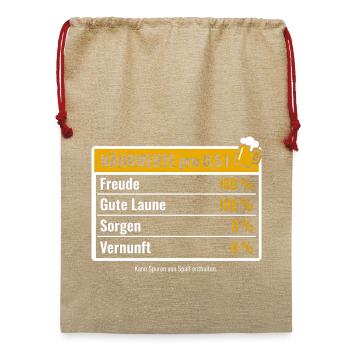 Nährwerte Bier Freude Gute Laune Lustiger Spruch - Jute Weihnachtssack  - Beige - Vorne