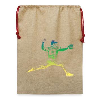 Pitcher Baseball - Jute Weihnachtssack  - Beige - Vorne