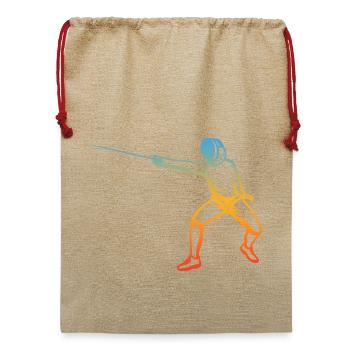 Fechter Zeichnung - Jute Weihnachtssack  - Beige - Vorne