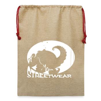 Yasno Streetwear-High-Five-Octopus - Jute Weihnachtssack  - Beige - Vorne