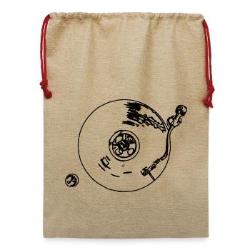 Plattenspieler - Jute Weihnachtssack  - Beige - Vorne