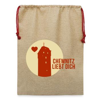 Chemnitz liebt dich - Jute Weihnachtssack  - Beige - Vorne