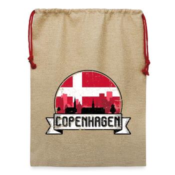 Kopenhagener Skyline-Abzeichen - Jute Weihnachtssack  - Beige - Vorne