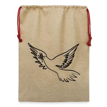 Friedenstaube / Pace / Peace - Jute Weihnachtssack  - Beige - Vorne