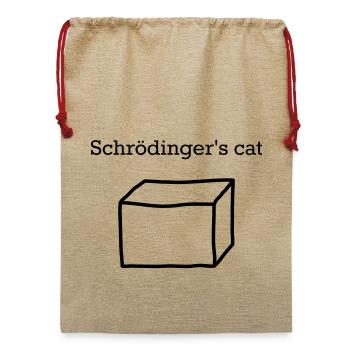 Schrödingers Katze – Lustiges Quantenphysik Nerd - Jute Weihnachtssack  - Beige - Vorne