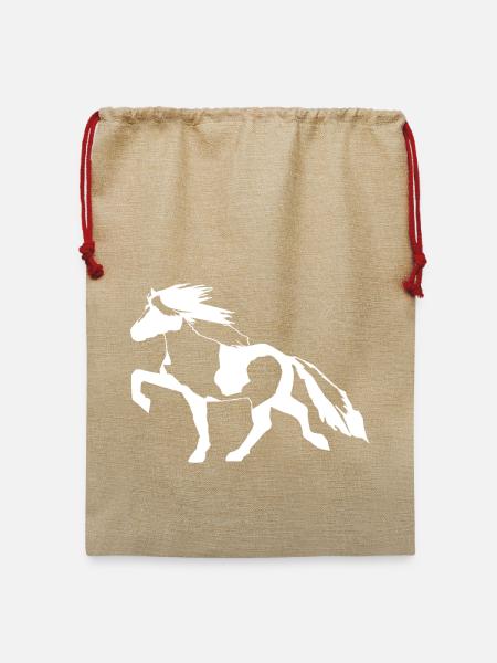 Schecke Islandpferd - Jute Weihnachtssack - Beige