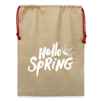 hello spring jahreszeit aufblühen lettering - Jute Weihnachtssack  - Beige - Vorne