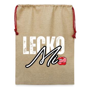 Lederoptik mit Lippenakzent - Jute Weihnachtssack  - Beige - Vorne