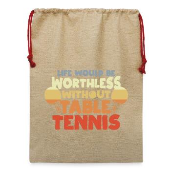Ping Pong Motivation - Jute Weihnachtssack  - Beige - Vorne