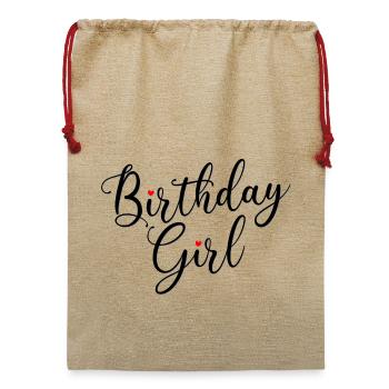 Geburtstagskind Skript Herzen - Jute Weihnachtssack  - Beige - Vorne