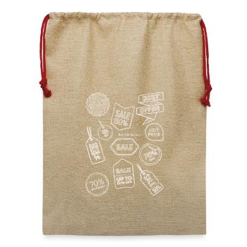 Kreidetafel Verkauf Kritzeleien - Jute Weihnachtssack  - Beige - Vorne