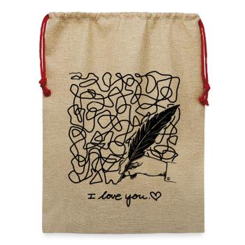 Design, Zeichnung, Scribble, feder, Zeichnung, Ble - Jute Weihnachtssack  - Beige - Vorne