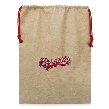 Klasse 2026 Retro Script - Jute Weihnachtssack  - Beige - Vorne