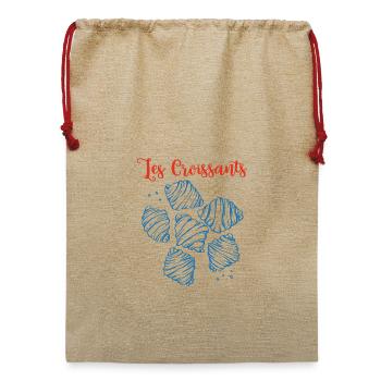 Les Croissants Blaue Skizzen - Jute Weihnachtssack  - Beige - Vorne