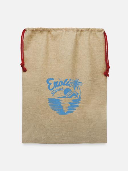Exotisches Sunset Palm Design - Jute Weihnachtssack - Beige