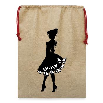 auf Schwarz - Jute Weihnachtssack  - Beige - Vorne