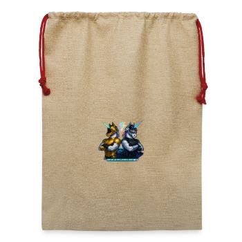 Futuristische Einhorn DJs - Jute Weihnachtssack  - Beige - Vorne