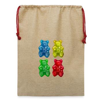 Gummibärchen - Fruchtige Süssigkeiten Kinder - Jute Weihnachtssack  - Beige - Vorne