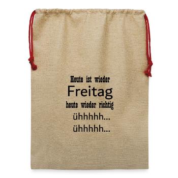 Heute ist wieder Freitag - Jute Weihnachtssack  - Beige - Vorne