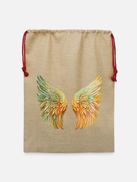 Engelsflügel Herbstblätter Engelsflügel - Jute Weihnachtssack  - Beige