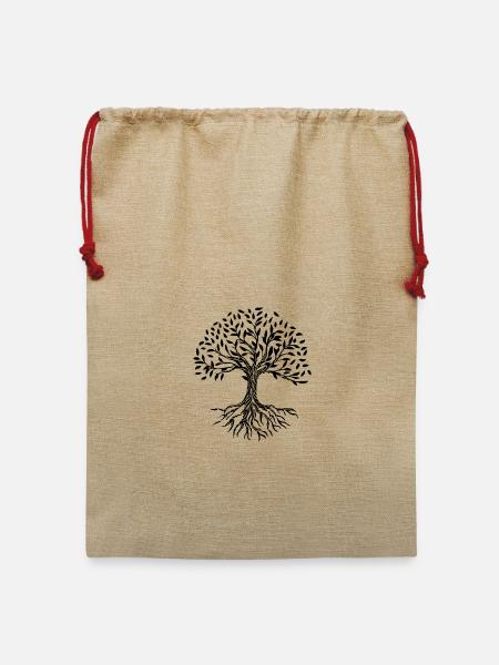 baum - Jute Weihnachtssack  - Beige