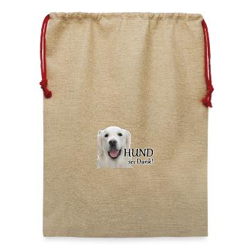 Hund sei Dank Tier Haustier Hunde Spruch Geschenk - Jute Weihnachtssack  - Beige - Vorne